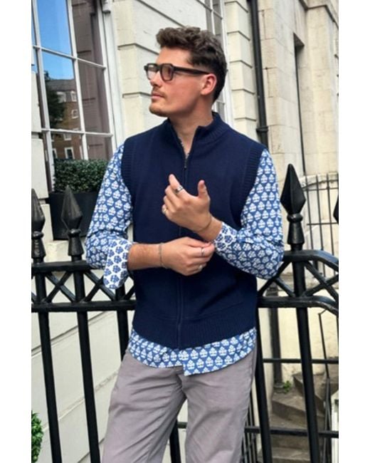 Aspiga Blue Sustainable Knitted Merino Wool Gilet for men