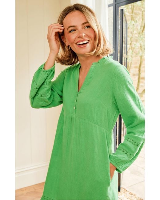 Aspiga Green Sadie Organic Cotton Cheesecloth Dress