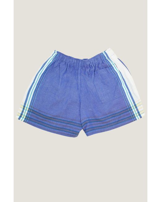 Aspiga Blue Sustainable Kikoy Shorts Summer Holiday Beach Side Stripe