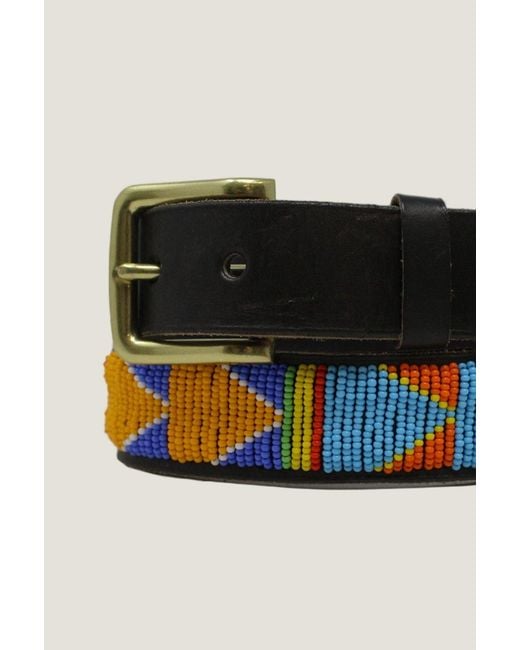 Aspiga Black Sustainable Kenyan Beaded Maasai Belt Leather And Glass Beads Triangle
