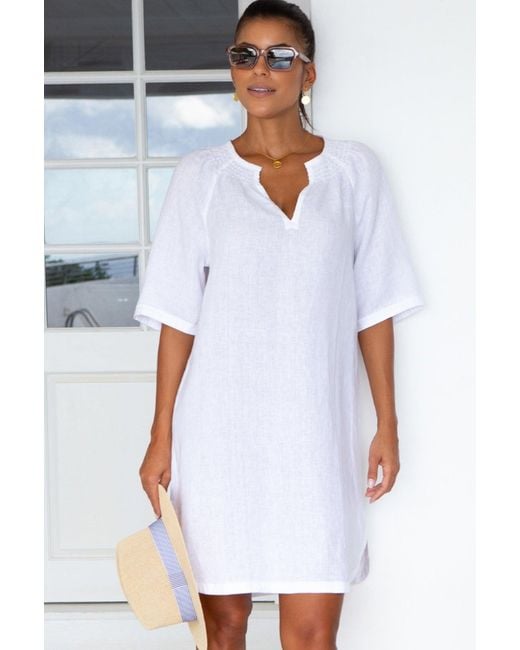 Aspiga White Ethical Paxos Short Sleeve Dress Summer Holiday Beach Cover Up