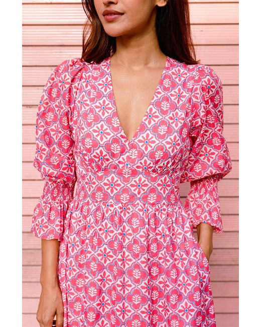 Aspiga Pink Sustainable Chloe Thin Dress Summer Holiday 100% Cotton