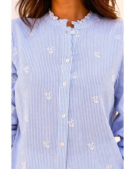 Aspiga Purple Ladies Sustainable Cosima Shirt Cotton Striped Floral