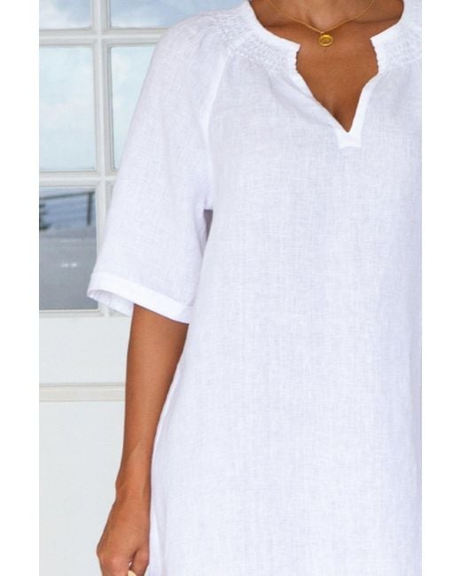 Aspiga White Ethical Paxos Short Sleeve Dress Summer Holiday Beach Cover Up