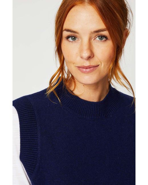 Aspiga Blue Ladies Sustainable Merino Wool Short Knitted Tank