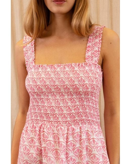 Aspiga Gray Ladies Sustainable Rhianna Cotton Dress Strap Floral Embroider Summer Holiday Sage