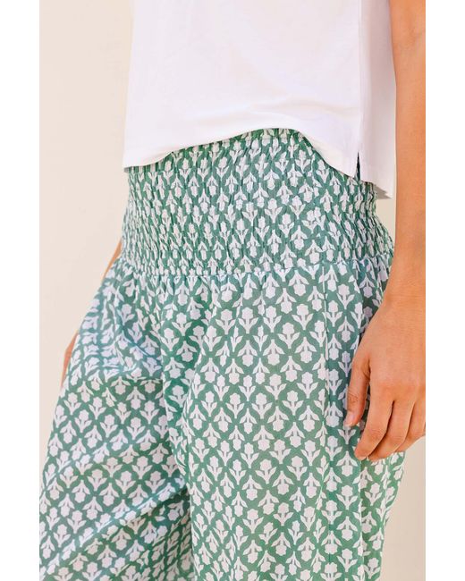 Aspiga Blue Sustainable Harem Organic Cotton Trousers Floral Printed Summer Holiday