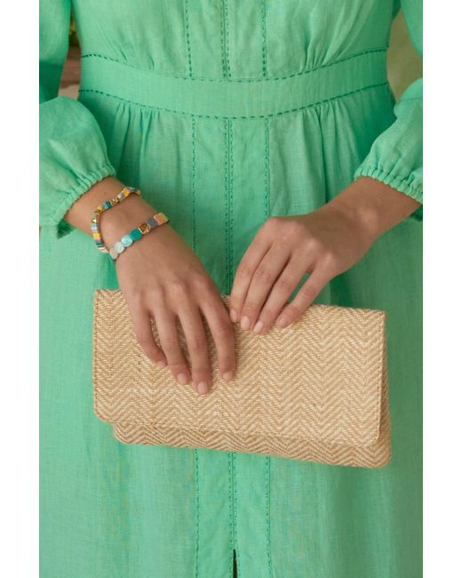 Aspiga Ladies Ethical Heringbone Size Jute Clutch Bag Natural Woven