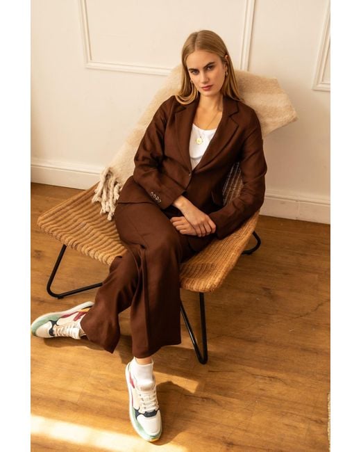 Aspiga Brown Ladies Sustainable Linen Blazer Co-Ord