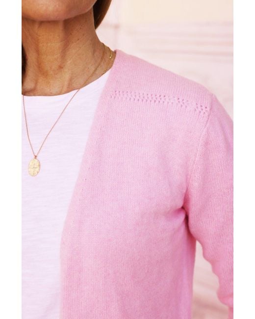 Aspiga Pink Sustainable Merino Wool Edge To Edge Cardigan