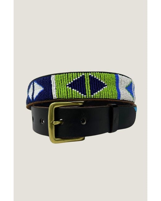 Aspiga Green Sustainable Kenyan Beaded Belt Leather And Glass Beads Triangle