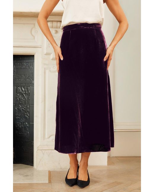 Aspiga Natural Velvet Midi Viscose Skirt Autumn Winter Graduation