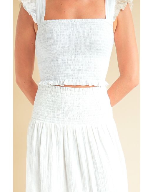 Aspiga Green Ladies Sustainable Shirred Bryony Cheesecloth Top Cotton Co Ord