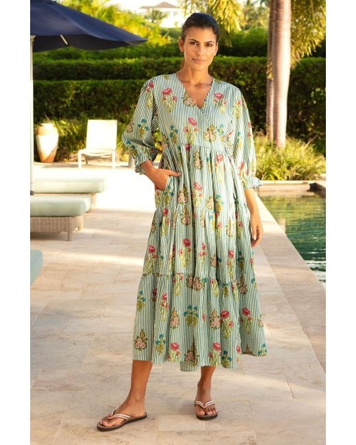 Aspiga Green Sustainable Surbhi 3/4 Sleeve Dress Summer Holiday 100% Cotton