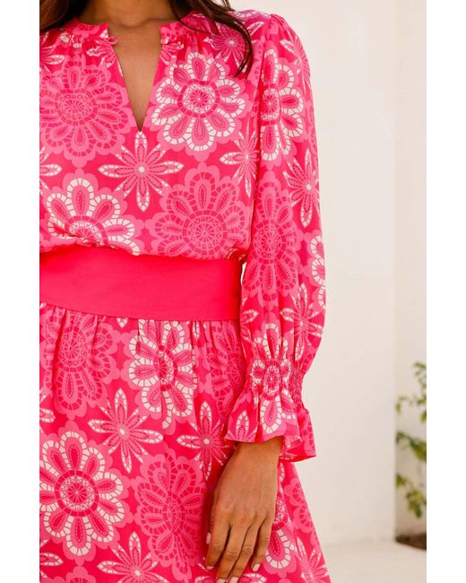 Aspiga Pink Sustainable Maeve Ecovero Viscose Summer Holiday Wedding Guest Evening Dress Floral Printed