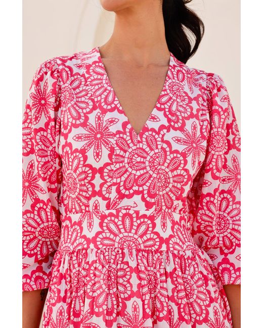 Aspiga Pink Sustainable Annie Maxi Organic Cotton Summer Wedding Guest Evening Dress Floral Printed