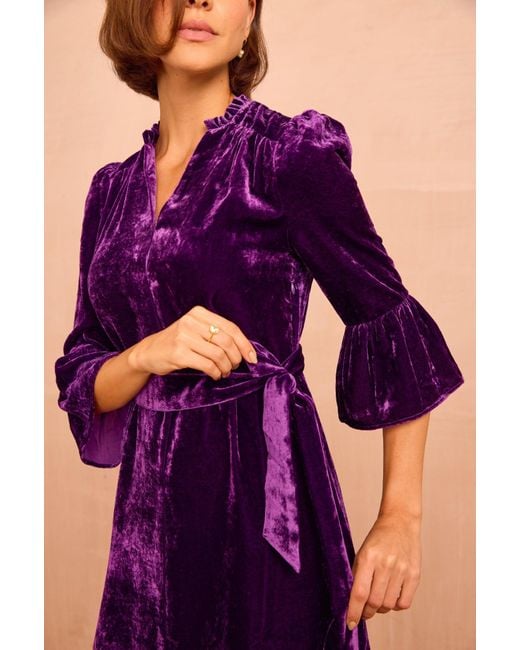 Aspiga Purple Ladies Sustainable Astrid Velvet Dress Winter Occasion Event