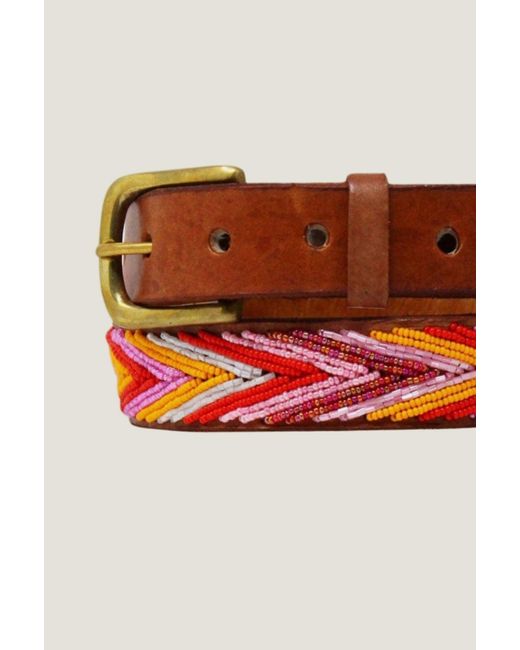 Aspiga Multicolor Ladies/ Sustainable Kenyan Beaded Maasai Arrow Leather Belt