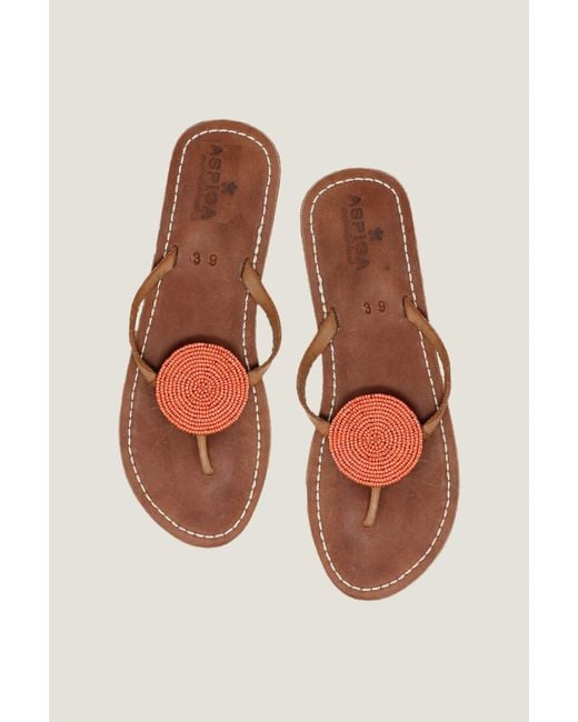Aspiga Multicolor Sustainable Leather And Glass Beaded Handmade Sandals