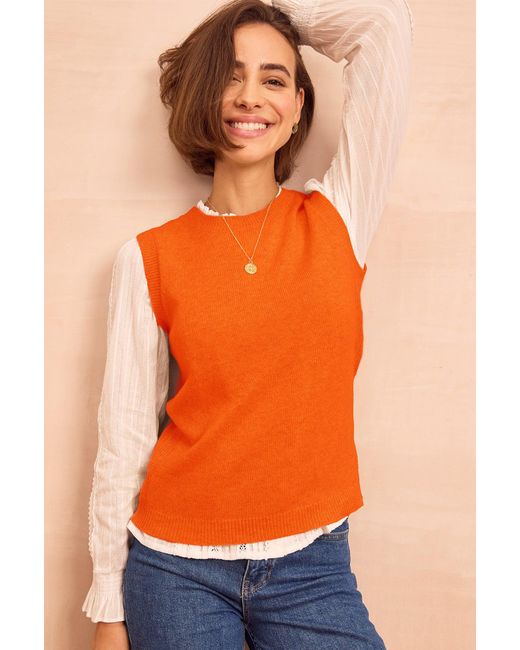 Aspiga Ladies Sustainable Merino Wool Short Knitted Orangetank
