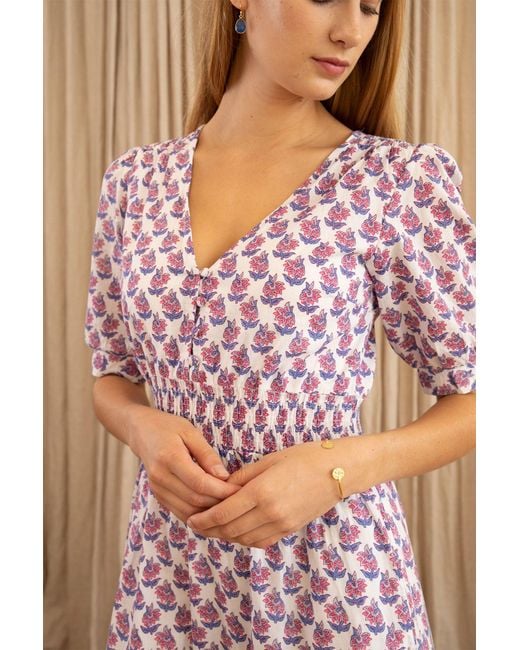 Aspiga Pink Ladies Sustainable Billie Short Sleeve Organic Cotton Summer Evening Dress Sage
