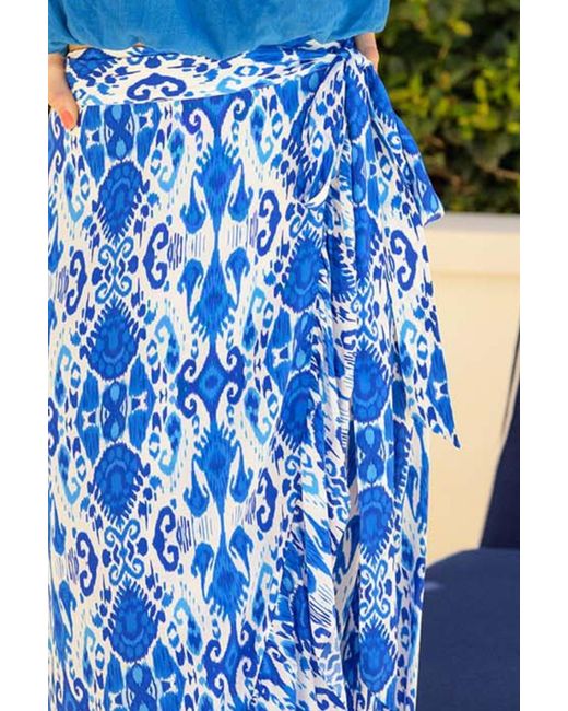 Aspiga Blue Ladies Sustainable April Ecovero Wrap Summer Skirt
