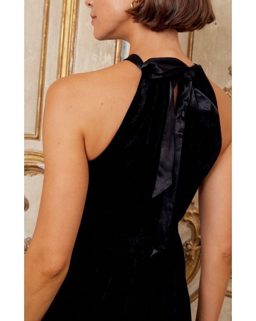 Aspiga Black Sustainable Josie Velvet Halter Neck Jumpsuit Winter Party Autumn Winter Graduation Co-Ord