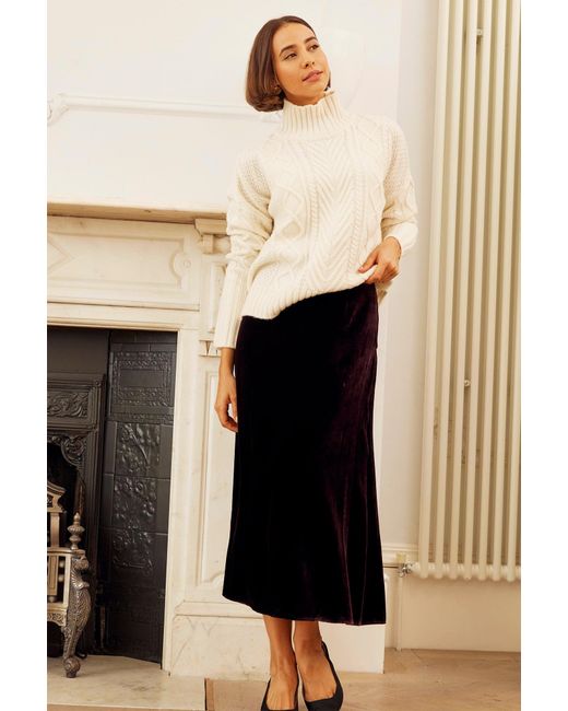 Aspiga Natural Velvet Midi Viscose Skirt Autumn Winter Graduation