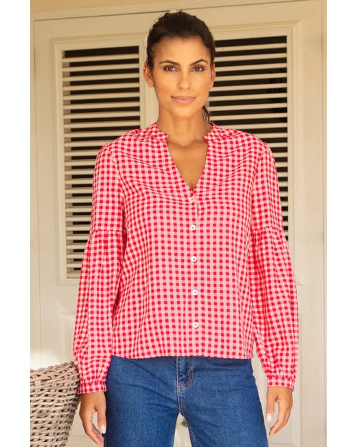 Aspiga Red Leila Gingham Blouse