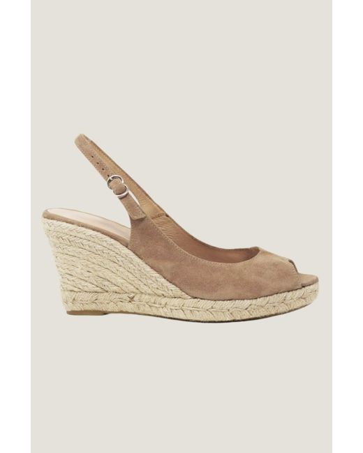 Maypol Natural Aspiga Ladies Canvas Low Wedge Mykonos Open Toe Espadrilles Suede Summer Wedding Guest