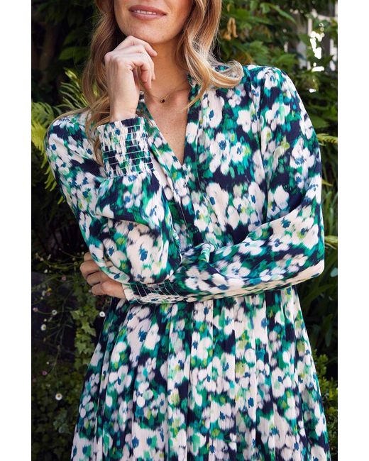 Aspiga Black Ladies Sustainable Claudine Dress Viscose Floral Cream