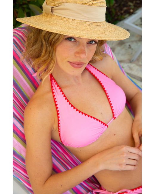 Aspiga Green Ladies Sustainable Triangle Halter Bikini Top And Tie Side Bottoms Patterned Multicoloured