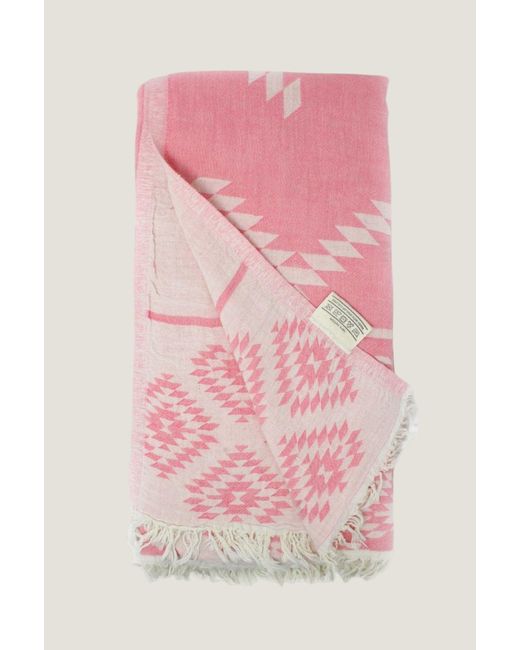 Aelia Anna Pink Aspiga Ladies Sustainable Cotton Pestemal Greek Absorbent Beach Towel