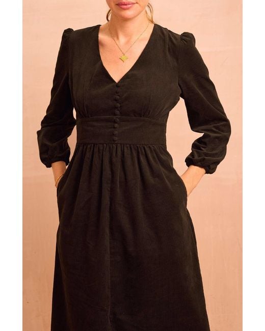 Aspiga Black Ladies Sustainable Marianne Corduroy Cotton Dress Everyday