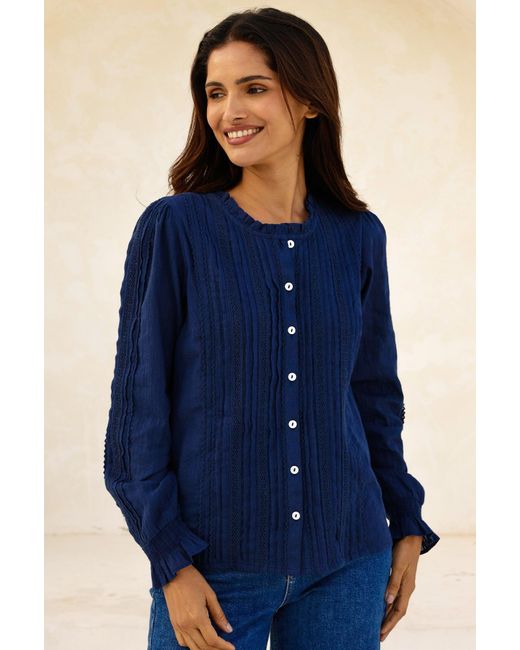 Aspiga Blue Ladies Sustainable Vienna Long Sleeve Blouse Cream