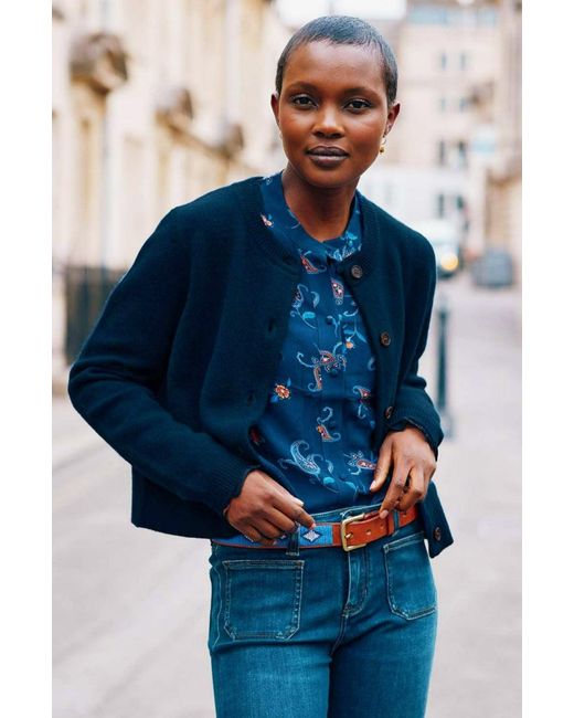 Aspiga Blue Ladies Sustainable Merino Wool Brittany Cardigan