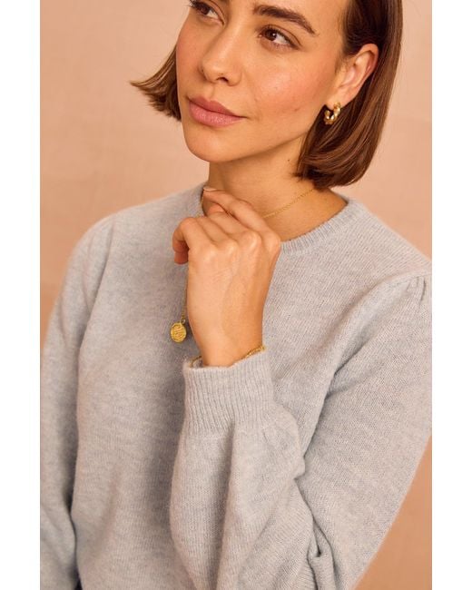 Aspiga Gray Alpaca Blend Puff Sleeve Wool Mix Jumper