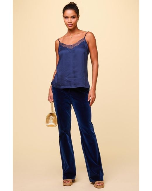 Aspiga Blue Ladies Sustainable Cotton Velvet Boot Cut Trousers