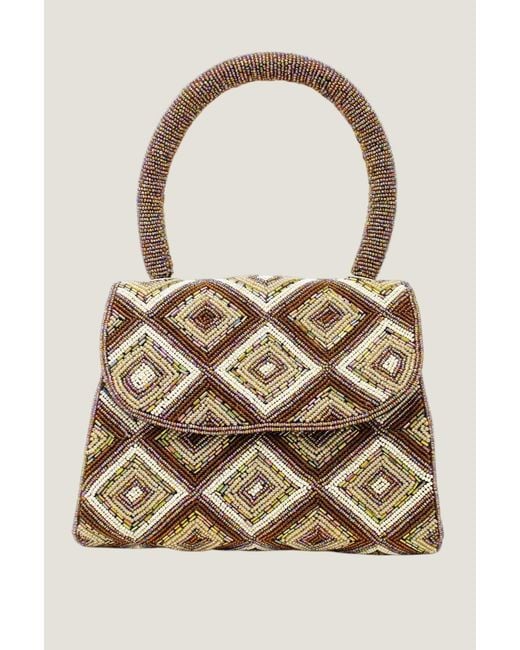 Aspiga Natural Ladies Sustainable Beaded Crossbody Handbag Jute