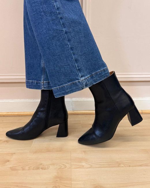 Dwrs Label Black Aspiga Ladies Ethical Lugano Boot Leather Block Heel Ankle