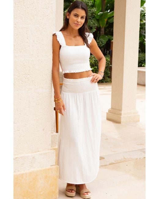 Aspiga Natural Ladies Sustainable Brady Cheesecloth Skirt Cotton Summer Co Ord
