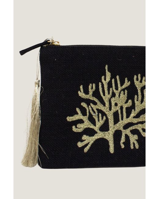 Aspiga Black Ladies Sustainable Coral Clutch Woven