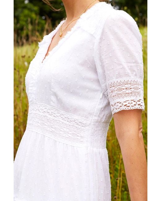 Aspiga Natural Ladies Sustainable Viola Cotton V-Neck Short Sleeve Dress Summer Holiday Wedding Dress