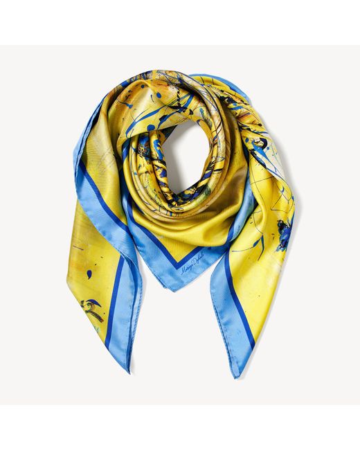 Aspinal Yellow Sunflower & Butterflies Silk Scarf