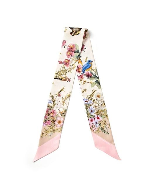 Aspinal Multicolor Edwardian Garden Skinny Silk Scarf