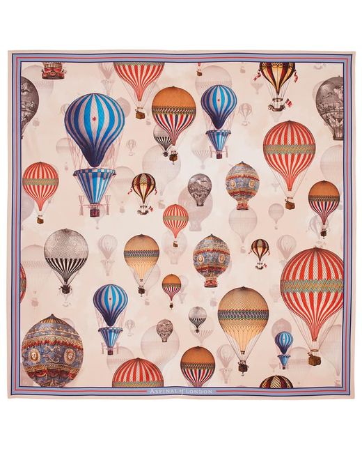 Aspinal Blue Up Up & Away Silk Scarf