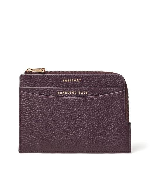 Aspinal Purple Zipped Travel Wallet