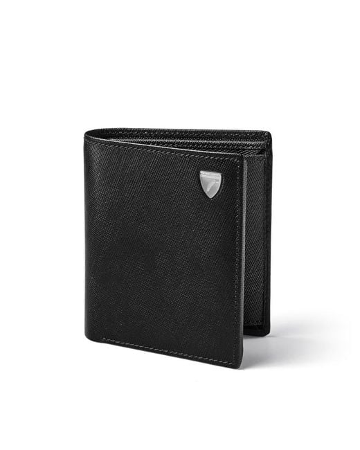 Aspinal Black Id & Coin Rfid Wallet for men