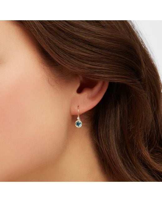 Aspinal Metallic Diamond Earrings With Swiss Topaz