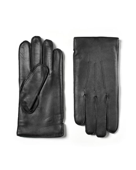 Aspinal Black Cashmere Lined Leather Gloves for men
